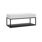 Cristalstone Stelaż pod umywalkę z półką i wieszakiem na ręcznik 100 x 45 x 30 cm czarny mat ST1000-04