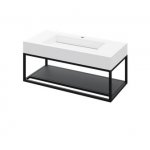 Cristalstone Stelaż pod umywalkę z półką i wieszakiem na ręcznik 100 x 45 x 30 cm czarny mat ST1000-04