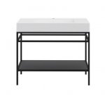 Cristalstone Stelaż pod umywalkę stojący z półką 100 x 45 x 73 cm czarny mat ST1000-06