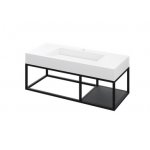 Cristalstone Stelaż pod umywalkę wiszący z małą półką 110 x 45 x 30 cm czarny mat ST1100-07