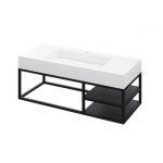 Cristalstone Stelaż pod umywalkę wiszący z dwoma półkami 110 x 45 x 30 cm czarny mat ST1100-08