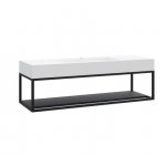 Cristalstone Stelaż pod umywalkę z półką i wieszakiem na ręcznik 130 x 45 x 30 cm czarny mat ST1300-04