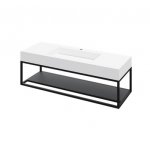 Cristalstone Stelaż pod umywalkę z półką i wieszakiem na ręcznik 130 x 45 x 30 cm czarny mat ST1300-04