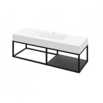 Cristalstone Stelaż pod umywalkę wiszący z małą półką 130 x 45 x 30 cm czarny mat ST1300-07