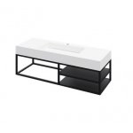 Cristalstone Stelaż pod umywalkę wiszący z dwoma półkami 130 x 45 x 30 cm czarny mat ST1300-08