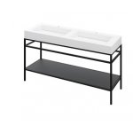 Cristalstone Stelaż pod umywalkę stojący z półką 140 x 45 x 73 cm czarny mat ST1400-06