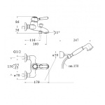 Cristina Art Elite bateria wannowa ścienna z prysznicem AE101