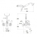 Cristina Canova Elite bateria wannowa ścienna z prysznicem CL101