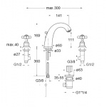 Cristina Londra bateria umywalkowa 3-otworowa LD201