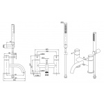 Crosswater MPRO Zestaw wannowo-natryskowy z wężem i słuchawką na brzeg wanny chrom PRO422DC
