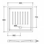 Esedra Brodzik Prysznicowy kwadratowy 90x90 cm biały PDL2