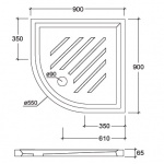 Esedra Brodzik Prysznicowy półokrągły 90x90 cm biały PDL31