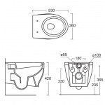 Esedra Fox WC Wiszący NO-RIM 35x53 cm biały WCSF