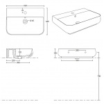 Esedra Qube 4 Umywalka Stawiana na Blat/Ścienna 62x44 cm panna MWLVQ4