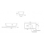 Esedra Quadra Wanna Wolnstojąca 170x77 cm magnesio MGVQD