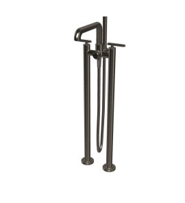  Fima Carlo Frattini Park Lane Bateria wannowa wolnostojąca podtynkowa ze słuchawką i wężem element zewnętrzny brushed black chrome F1304/4CS