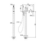 Fima Carlo Frattini Slide Bateria wannowa wolnostojąca podtynkowa ze słuchawką i wężem element zewnętrzny inox F5804/6INOX
