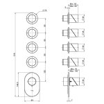 Fima Carlo Frattini Slide Bateria prysznicowa/wannowa termostatyczna podtynkowa z 4 zaworami odcinającymi element zewnętrzny inox F5823X4INOX