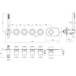 Fima Carlo Frattini Slide Bateria prysznicowa/wannowa termostatyczna podtynkowa z 4 zaworami odcinającymi, słuchawką i wężem element zewnętrzny inox F5828X4INOX