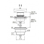 Flaminia Korek umywalkowy Click-Clack uniwersalny ceramiczny czarny PLCENER