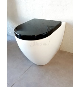   Flaminia Link Miska WC stojąca 560x360 mm Biała z deską zwykłą Czarną LK117+5051CW02NER Tylko 1 komplet w takiej cenie! ZMIANA EKSPOZYCJI!!