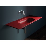 Flaminia Nuda Umywalka ścienna z półkami po bokach 120x48,5 cm Rosso Rubens ND120LRRU