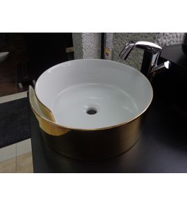 Flaminia Roll Umywalka stawiana na blat 44cm biała/złota RL44LOR