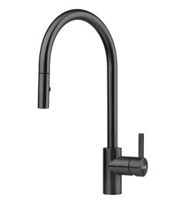 Franke Eos Neo Bateria kuchenna jednouchwytowa z wyciąganą wylewką czarna stal szlachetna 115.0613.671