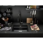 Franke Eos Neo Bateria kuchenna jednouchwytowa z wyciąganą wylewką czarna stal szlachetna 115.0613.671