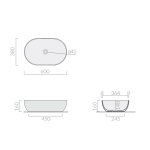 Galassia DREAM Umywalka stawiana na blat 60x38 cm Szary mat 7308GM