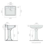 Galassia ETHOS Umywalka ścienna jednootworowa 60x51 cm Biały 8416M