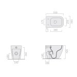 Galassia MEG 11 Miska stojąca bezrantowa/rimless 55x35 cm z deską wolnoopadająca antracyt 5481V2NEMT+5455NEMT