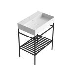 Galassia Zestaw Stelaż podumywalkowy stojący Czarny + Umywalka Biały 8998 + 8968