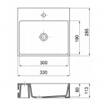 Cucciolo Umywalka ścienna prostokątna 33x28,5 cm biała UN-020