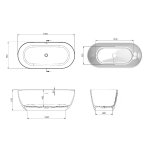 Galatea Design Arrezo Slim Wanna wolnostojąca 160x75 z korkiem creme GWARS160.KMM.CR