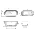 Galatea Design Arrezo Wanna wolnostojąca 160x75 biały połysk/szary mat GWARR160.BPM.WH/CG