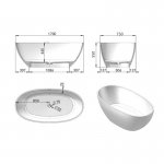        Galatea Design Berehat Wanna wolnostojąca 170x75 Resinmood kolor wine GD8507TW 