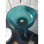 Galatea Design Bonola Umywalka na postumencie z korkiem sea blue GDFU3033SB