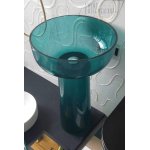 Galatea Design Bonola Umywalka na postumencie z korkiem sea blue GDFU3033SB