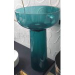Galatea Design Bonola Umywalka na postumencie z korkiem sea blue GDFU3033SB
