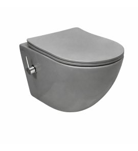 Galatea Design Bulat Miska bezrantowa 49x37 z funkcją bidetki z deską wolnoopadającą szary mat GDG112GM