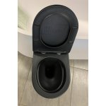      Galatea Design Bulat Miska WC wisząca bezrantowa z deską wolnoopadającą 49x37 cm Black matt/Czarny mat GDB2342MB W MAGAZYNIE!!