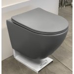       Galatea Design Bulat Miska WC wisząca bezrantowa z deską wolnoopadającą 49x37 cm Cement Grey matt/Jasny szary mat GDB2342MH W MAGAZYNIE!!