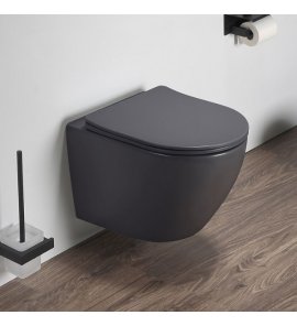       Galatea Design Bulat Miska WC wisząca bezrantowa z deską wolnoopadającą 49x37 cm Dark Grey matt/Ciemny szary mat GDB2342MDH W MAGAZYNIE!!