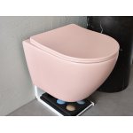       Galatea Design Bulat Miska WC wisząca bezrantowa z deską wolnoopadającą 49x37 cm Pink matt/Różowy mat GDB2342MP