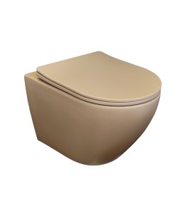 Galatea Design Bulat Miska WC wisząca bezrantowa z deską wolnoopadającą 49x37 cm Cappuccino Light Matt GDB2342MCL