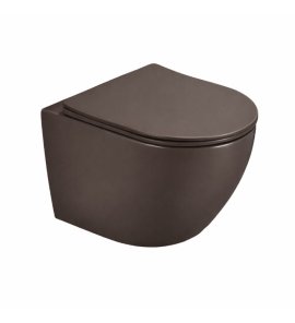      Galatea Design Bulat Miska WC wisząca SwirlFlush z deską wolnoopadającą 49x37 Brown matt/brązowy mat GDSF805BM W MAGAZYNIE 