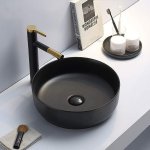      Galatea Design Bulat Umywalka stawiana na blat ∅39 cm z korkiem klik-klak Black matt/Czarny mat GD112DTMB TRANSPORT GRATIS!! W MAGAZYNIE!!