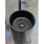    Galatea Design Kecil Umywalka wolnostojąca Solid Surface ∅35 cm z korkiem klik klak czarny mat GD1389MB