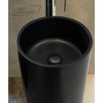    Galatea Design Kecil Umywalka wolnostojąca Solid Surface ∅35 cm z korkiem klik klak czarny mat GD1389MB